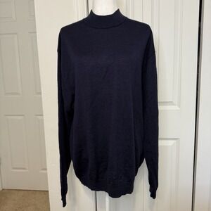 Mens LINEA UOMO Pullover Sweater Sz XXL Wool Blend Mock Neck  Blue Excellent Con